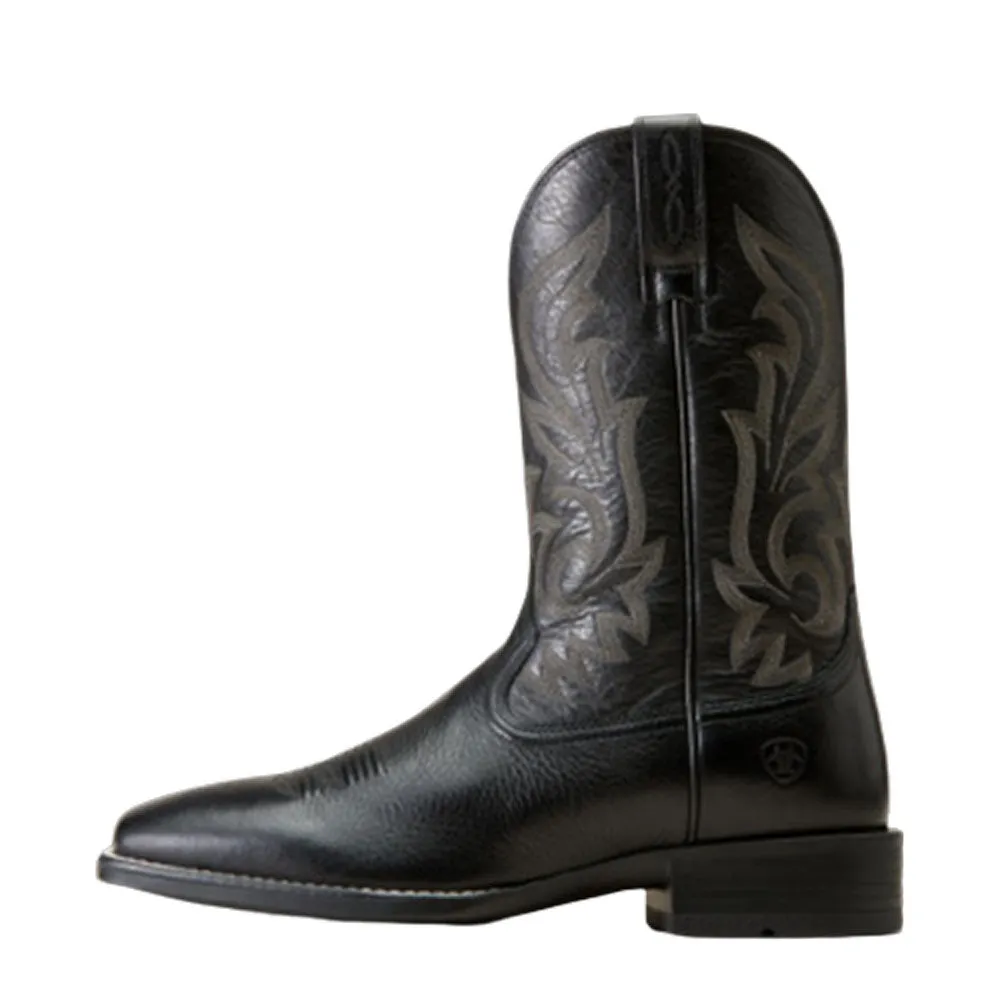 10046852 Ariat Men's Slim Zip Ultra Western Boot - Black Deertan