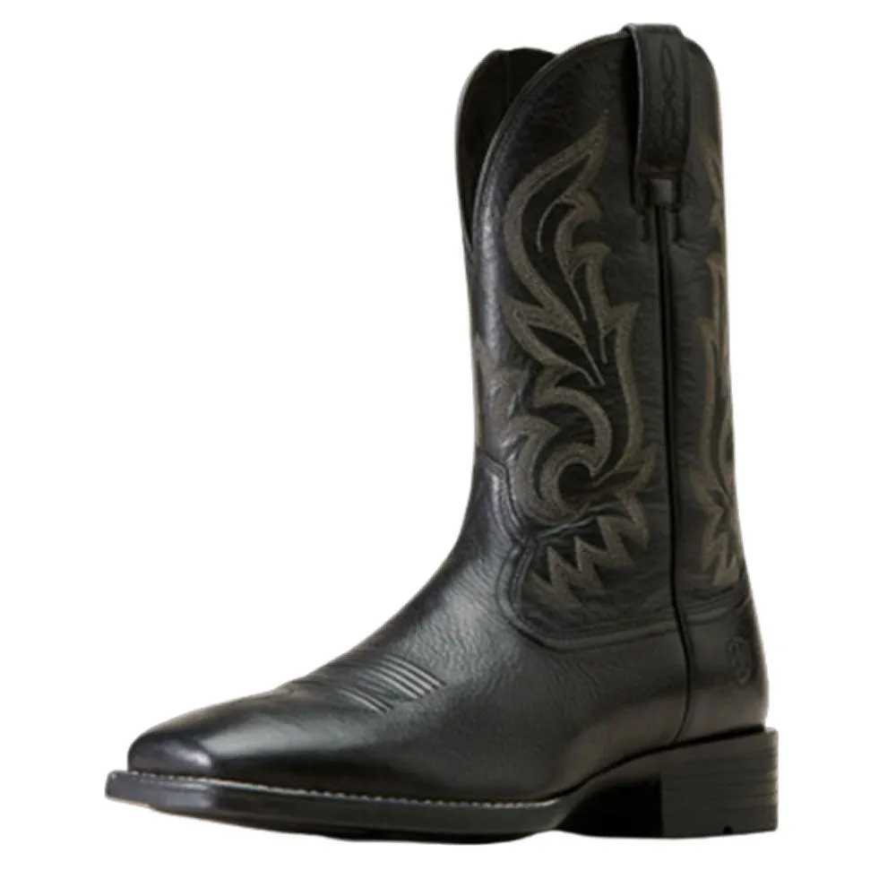 10046852 Ariat Men's Slim Zip Ultra Western Boot - Black Deertan