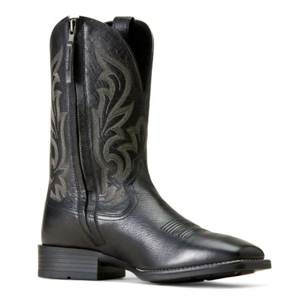 10046852 Ariat Men's Slim Zip Ultra Western Boot - Black Deertan