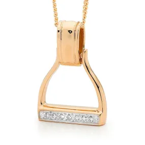 9ct Rose Gold and Diamond Stirrup Pendant