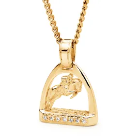 9ct Yellow Gold and Diamond Petite Stirrup with Showjumper Pendant