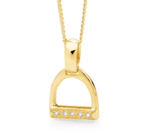 9ct Yellow Gold and Diamond Small Stirrup Pendant