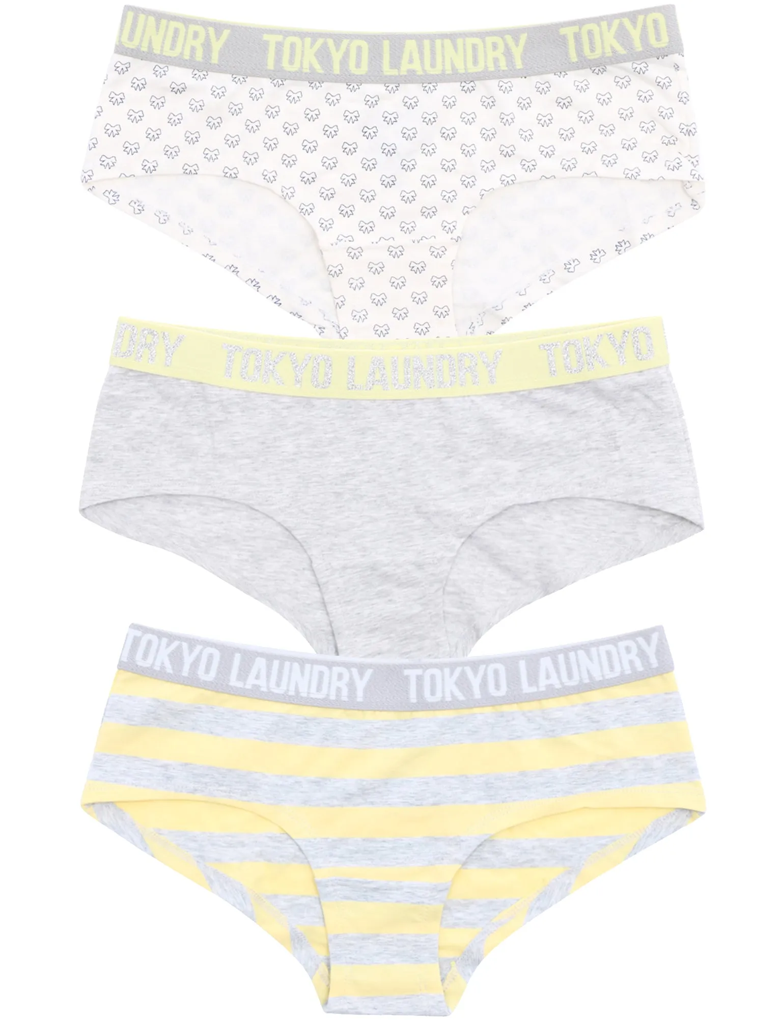 Adeline (3 Pack) Assorted Print Short Briefs In Yellow / Grey / Ivory - Tokyo Laundry