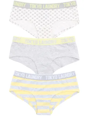 Adeline (3 Pack) Assorted Print Short Briefs In Yellow / Grey / Ivory - Tokyo Laundry