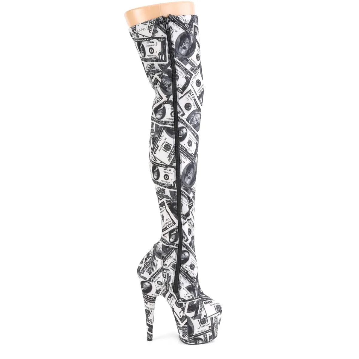 ADORE-3000DP White & Black Thigh High Boots