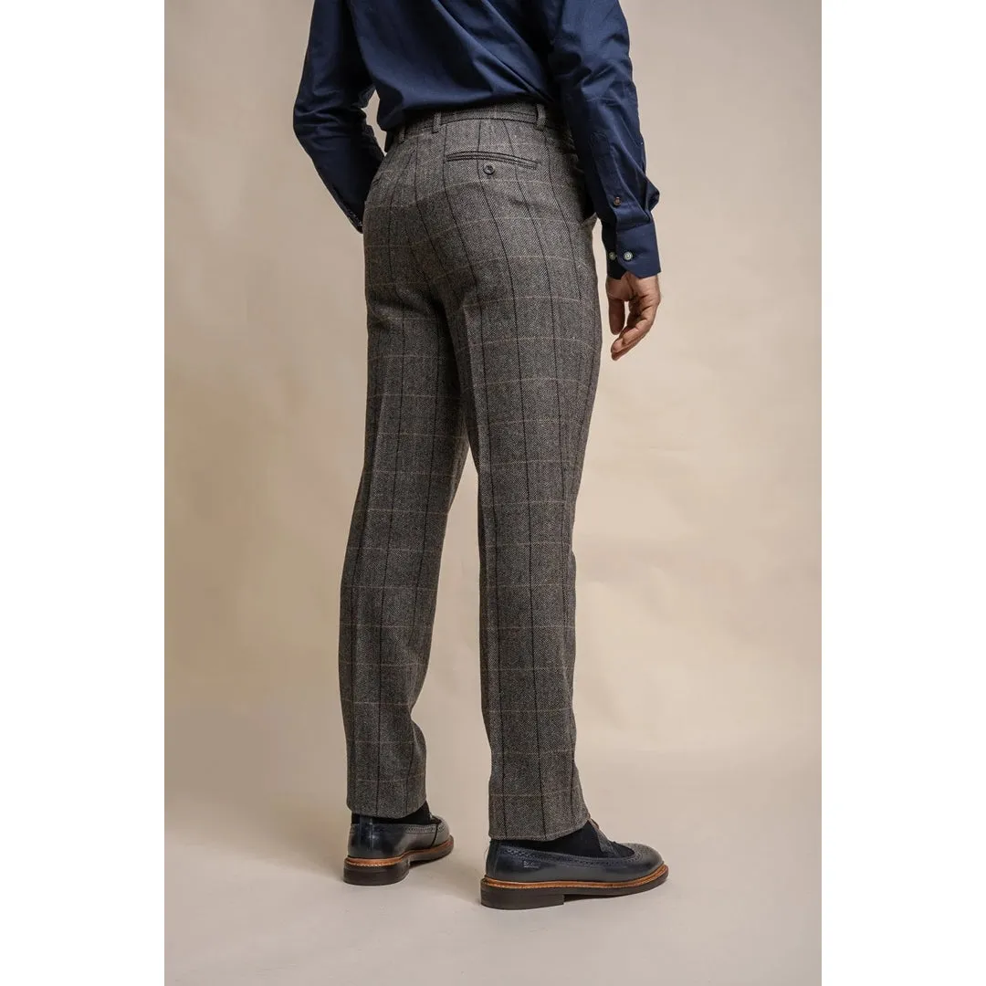 Albert - Men's Grey Tweed Trousers