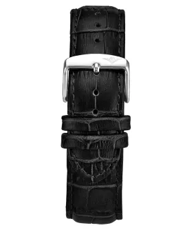 Alligator Embossed Black Leather 22mm Strap