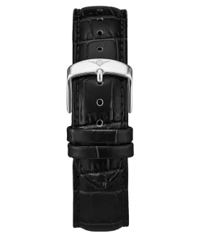 Alligator Embossed Black Leather 22mm Strap