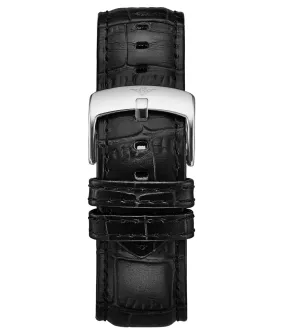 Alligator Embossed Black Leather 24mm Strap