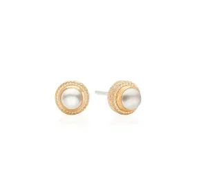 Anna Beck Gold Vermeil Pearl Charm Stud Earrings