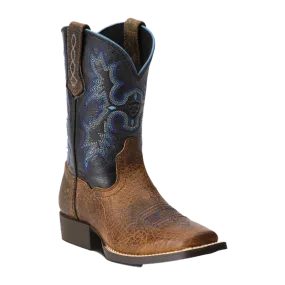 Ariat Children's Tombstone Earth Brown w/Black Top Square Toe Boots 10012794