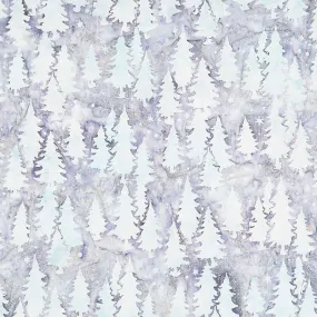 Artisan Batiks Magical Winter - Trees Dusty Blue Metallic Yardage