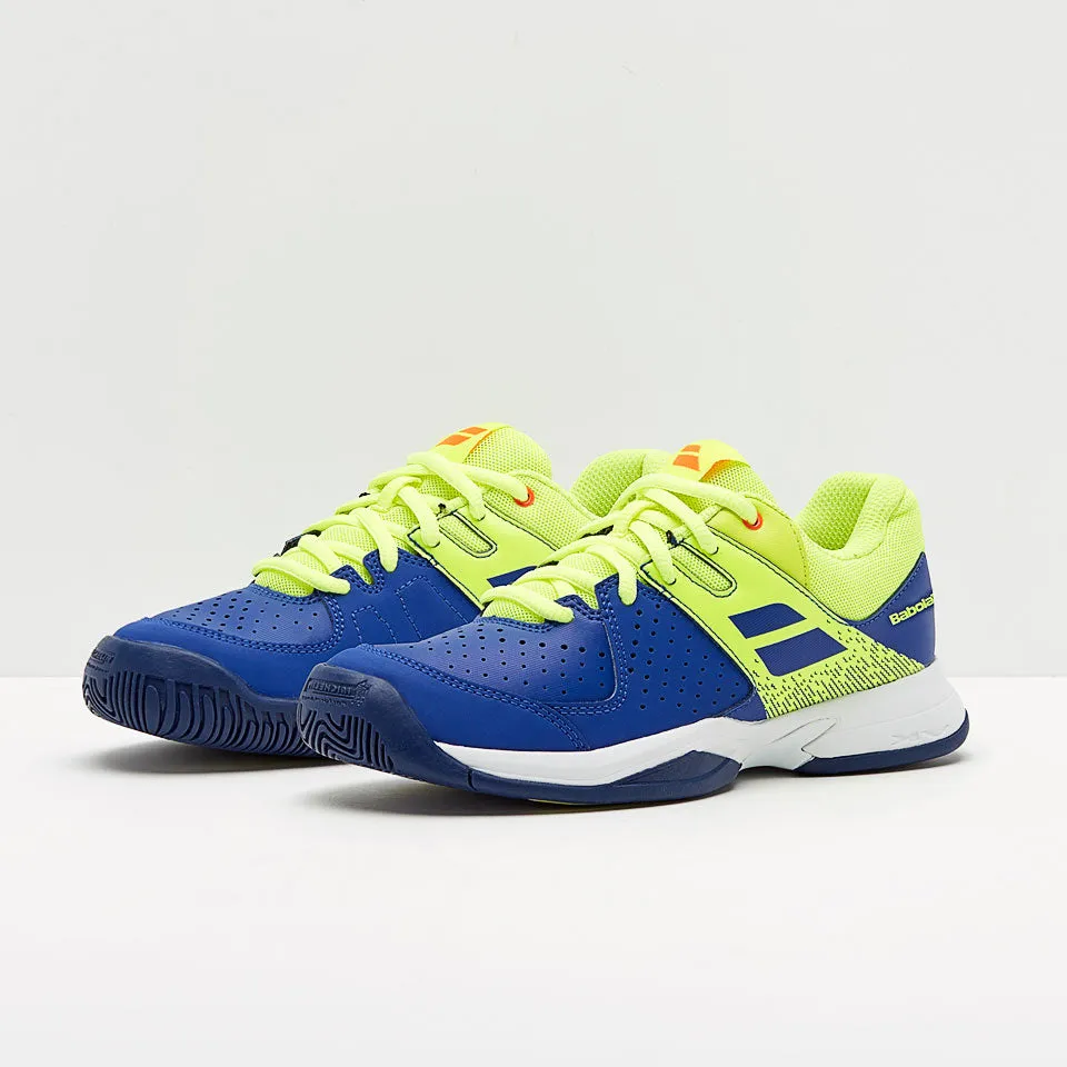 Babolat Pulsion Aero All Court Kids & Women Blue Fluo Yellow Handball Volleyball Tennis Shoes