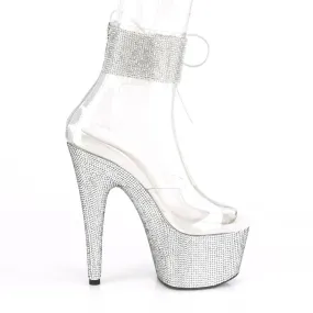 BEJEWELED-724RS Silver & Clear Ankle Sandal High Heel