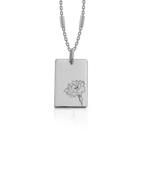 Birth Flower Necklace - October - Silver