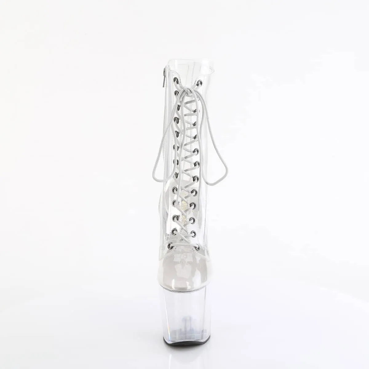 CRAZE-1040C Clear Calf High Heelless Boots