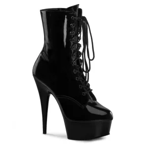 DELIGHT-1020 Pleaser Shoes Black Patent Stripper Boots