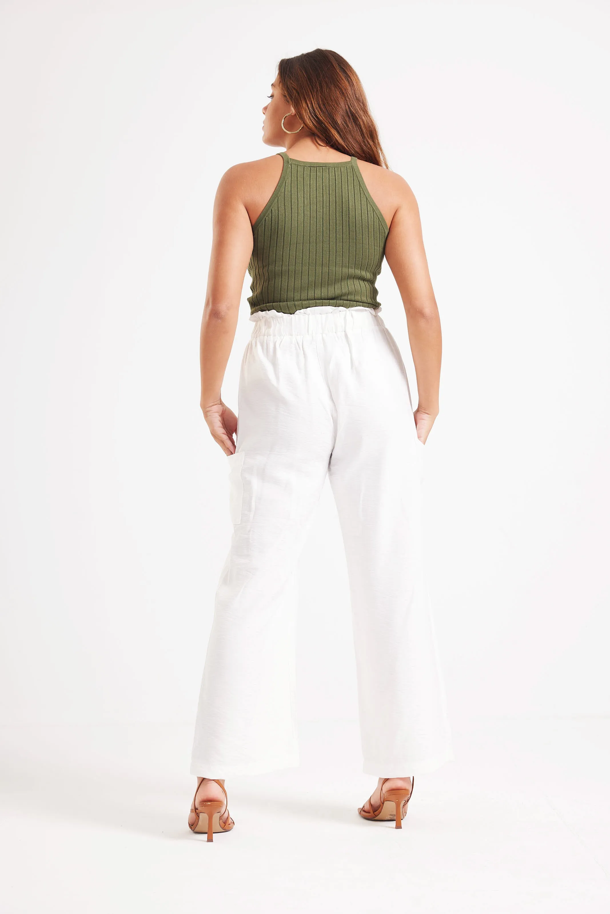 FLOWY WIDE LEG PANTS - WHITE