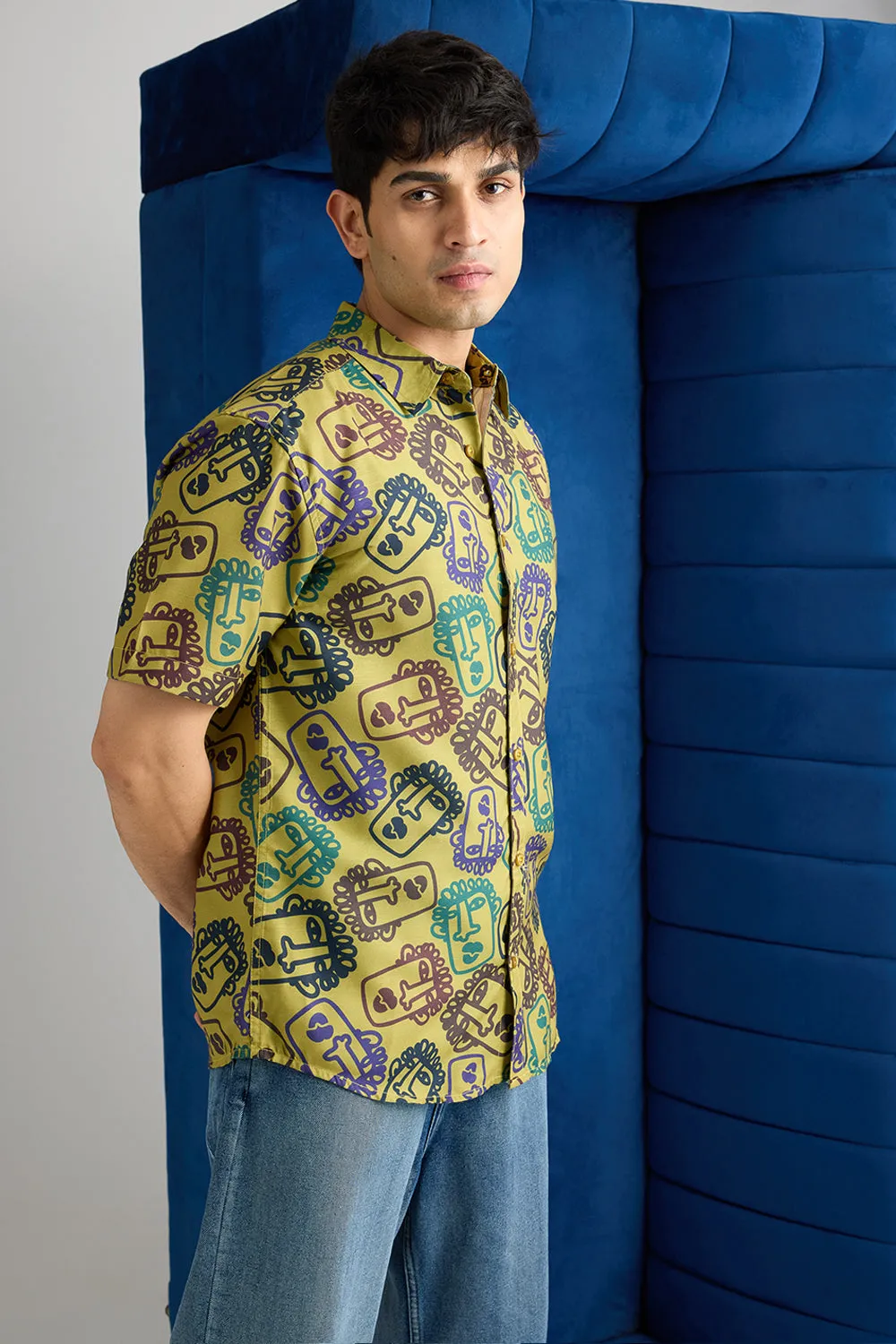 Funny Face Printed Men's Resort Shirt