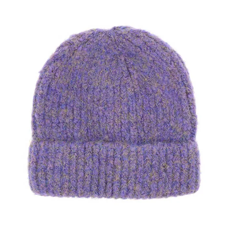 Fuzzy Mixed Color Knit Beanie Hat