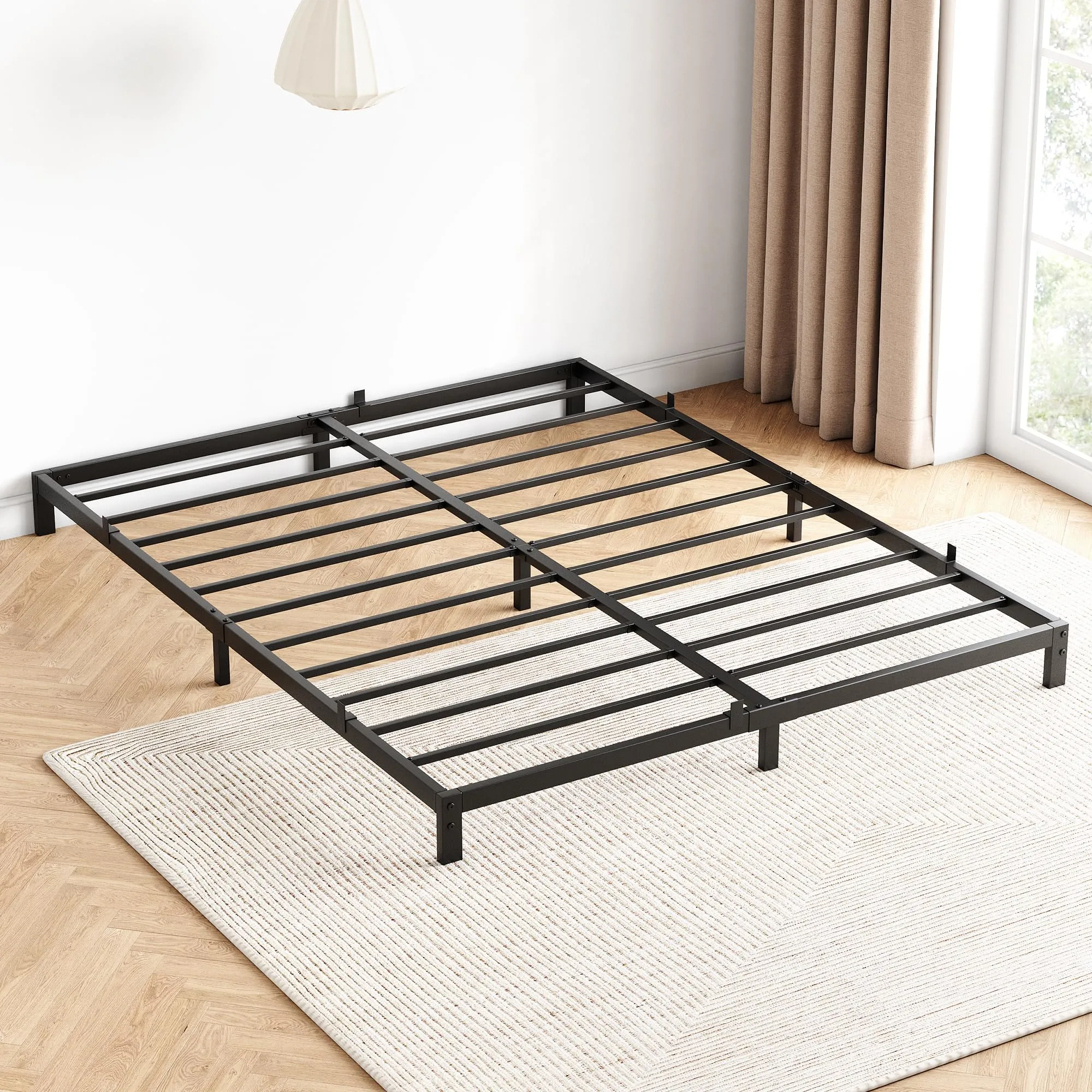 GARVEE 10 Inch Queen Bed Frame No Box Spring Needed, Heavy Duty Queen Platform Metal Bed Frame with Metal Slats, Easy Assembly, Noise Free, Black