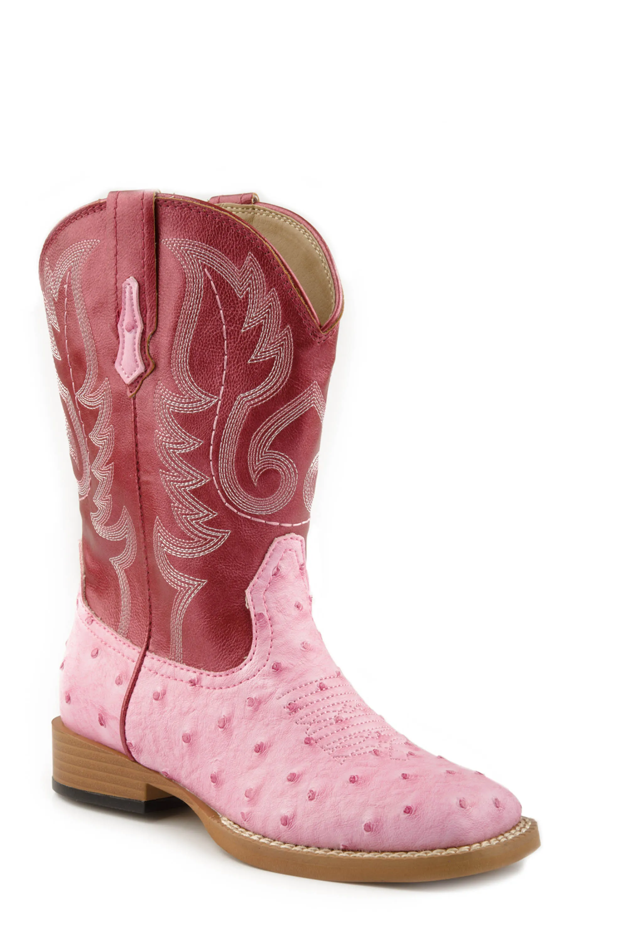 Girl's Roper Pink Faux Ostrich Western Boot