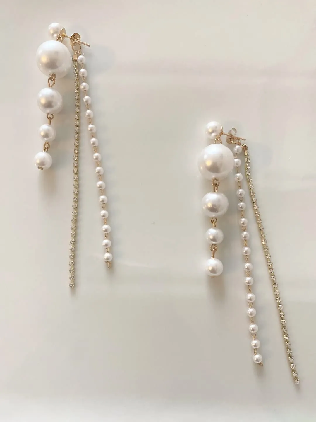 Kairangi Earrings for Women and Girls Fashion White Pearl Dangler Earrings | Gold Plated Long Chain Pearl Dangler Earrings | Birthday Gift for Girls & Women Anniversary Gift for Wife