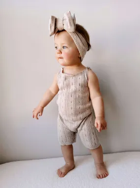 Luna   Luca Pointelle Romper | Heather Beige