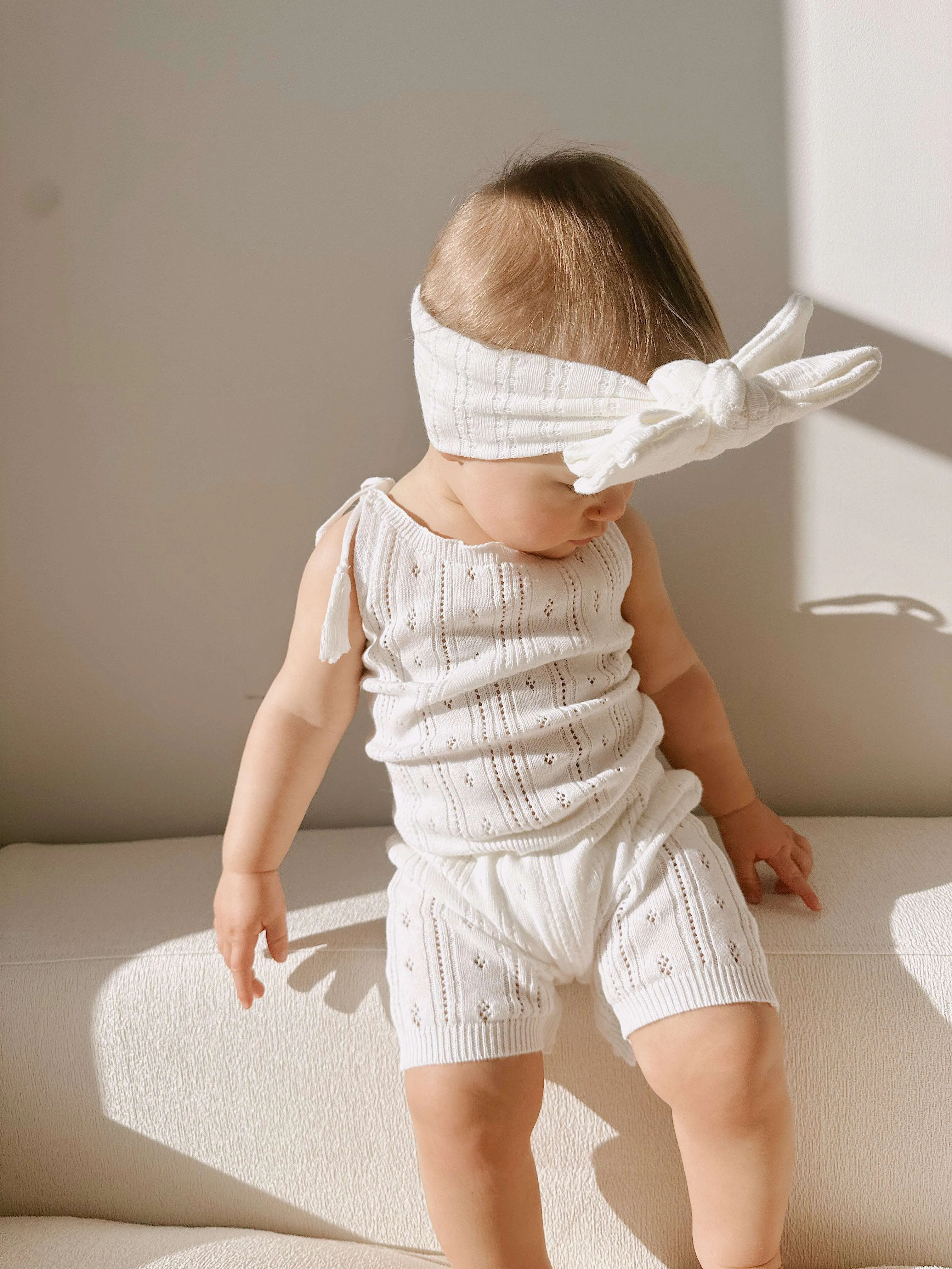 Luna   Luca Pointelle Romper | White