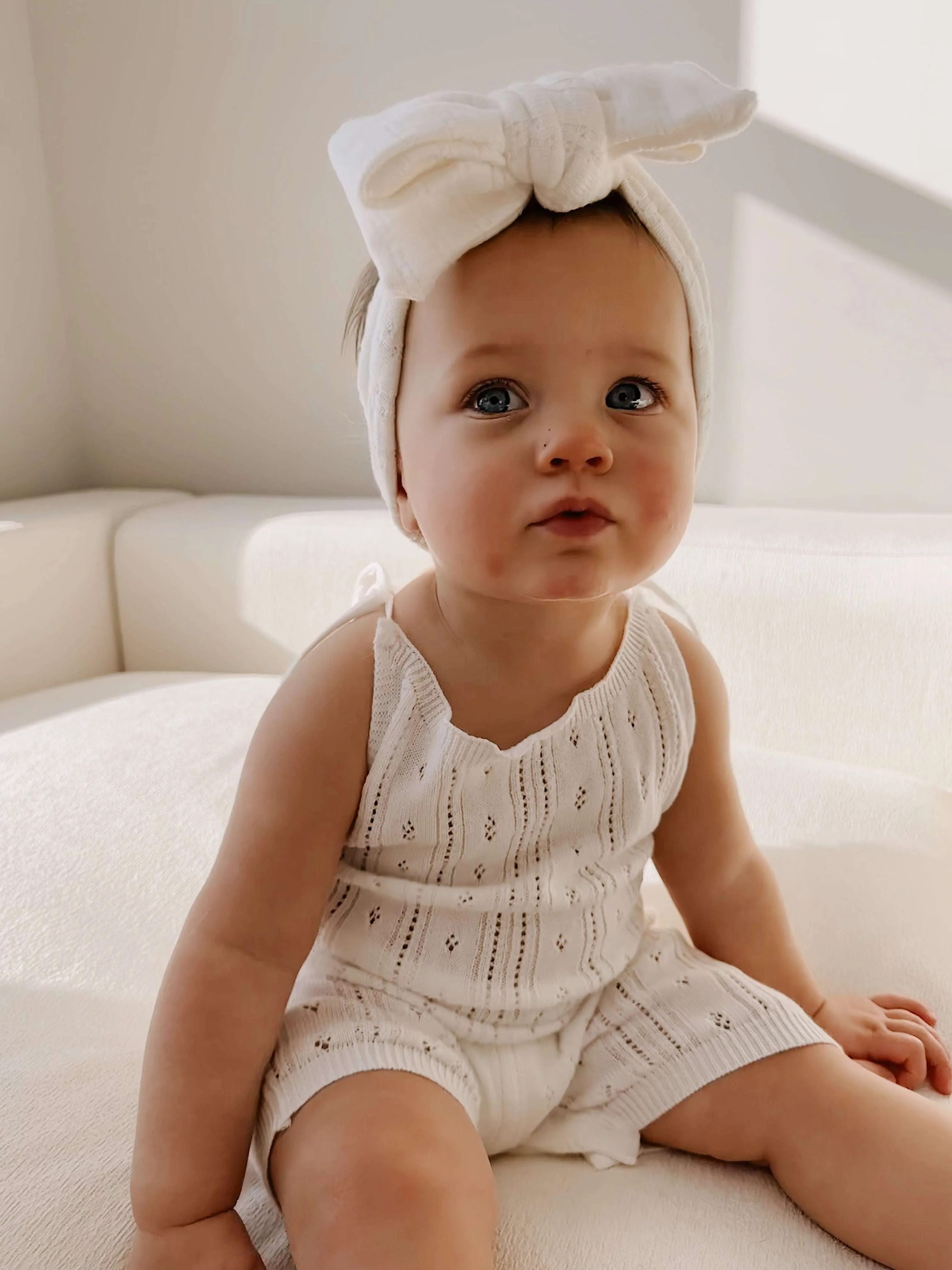 Luna   Luca Pointelle Romper | White