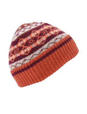 Marischal Fair isle beanie hat - Orange