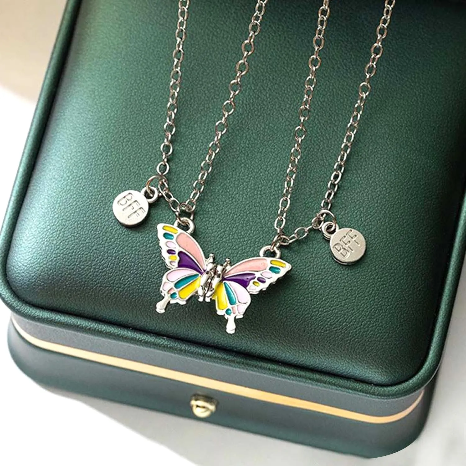 Melbees by Yellow Chimes Pendant Necklace for Kids and Girls Charm Necklace for Kids and Girls | 2Pcs Combo of BFF Bestfriend Butterfly Charm Pendant Necklace | Birthday Gift For Kids and Girls