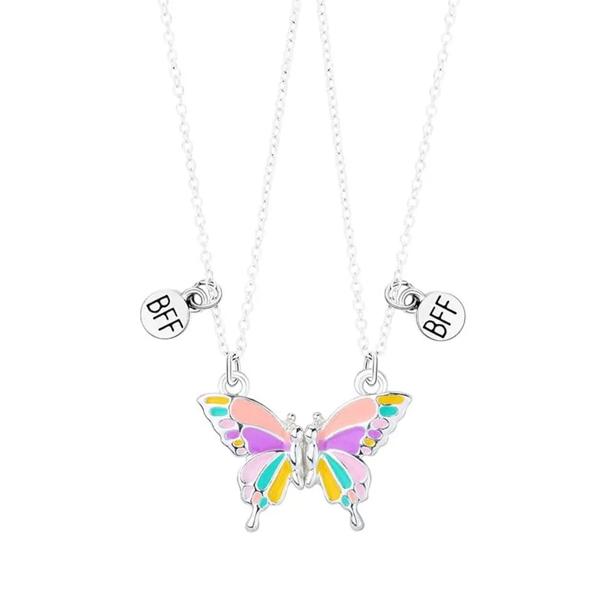 Melbees by Yellow Chimes Pendant Necklace for Kids and Girls Charm Necklace for Kids and Girls | 2Pcs Combo of BFF Bestfriend Butterfly Charm Pendant Necklace | Birthday Gift For Kids and Girls