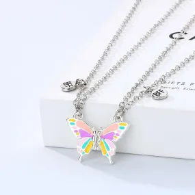 Melbees by Yellow Chimes Pendant Necklace for Kids and Girls Charm Necklace for Kids and Girls | 2Pcs Combo of BFF Bestfriend Butterfly Charm Pendant Necklace | Birthday Gift For Kids and Girls