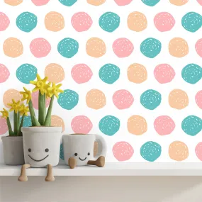 Orange & Pink Polka Dots Pattern Design Wallpaper for Kids Room