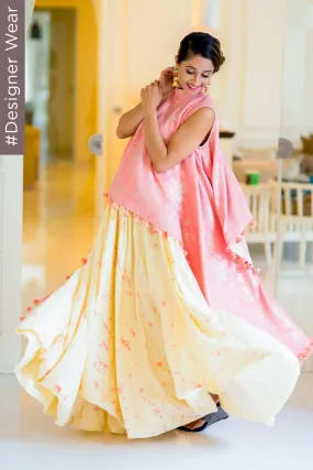 Pink Shimmer 2-Sided Designer Maternity Cape & Off White Bomb Dye Skirt (MADE TO ORDER)