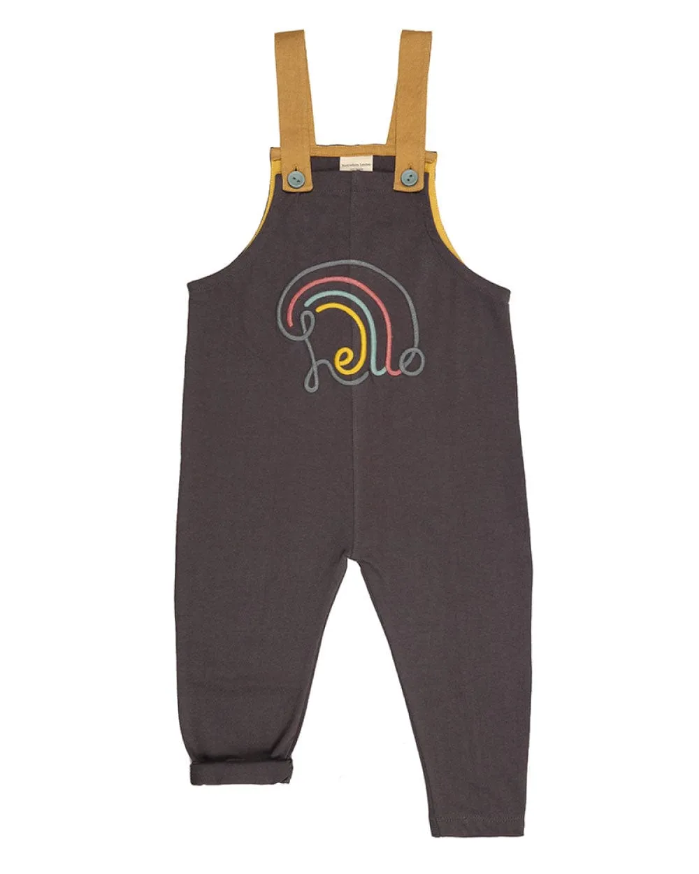 Plain Dungarees with Hello Embroidery