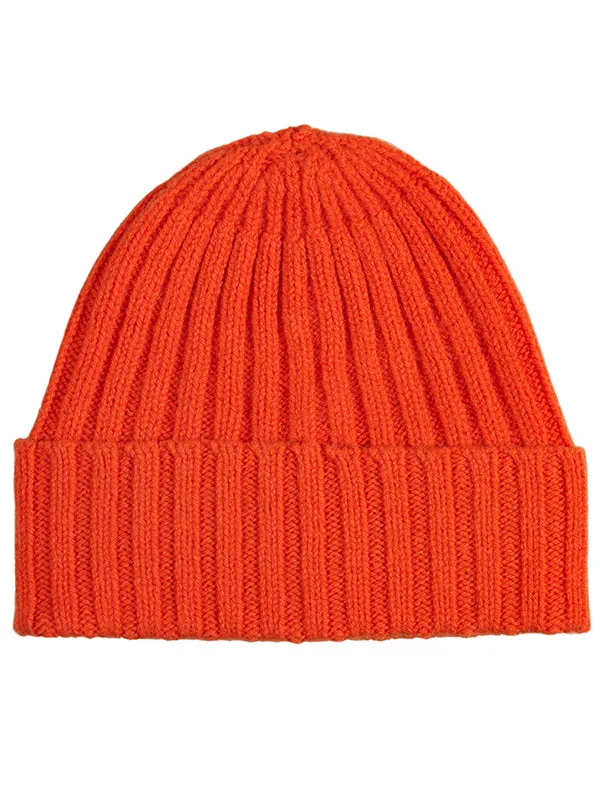 Plain Ribbed Hat Orange Gloss