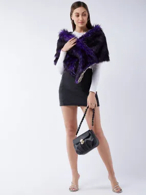 Purple Black Faux Fur Cape