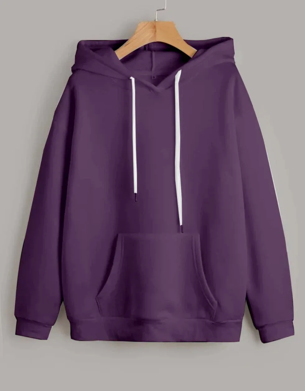 Purple Solid Regular Hoodie