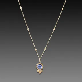 Sapphire Necklace with Diamond Trio