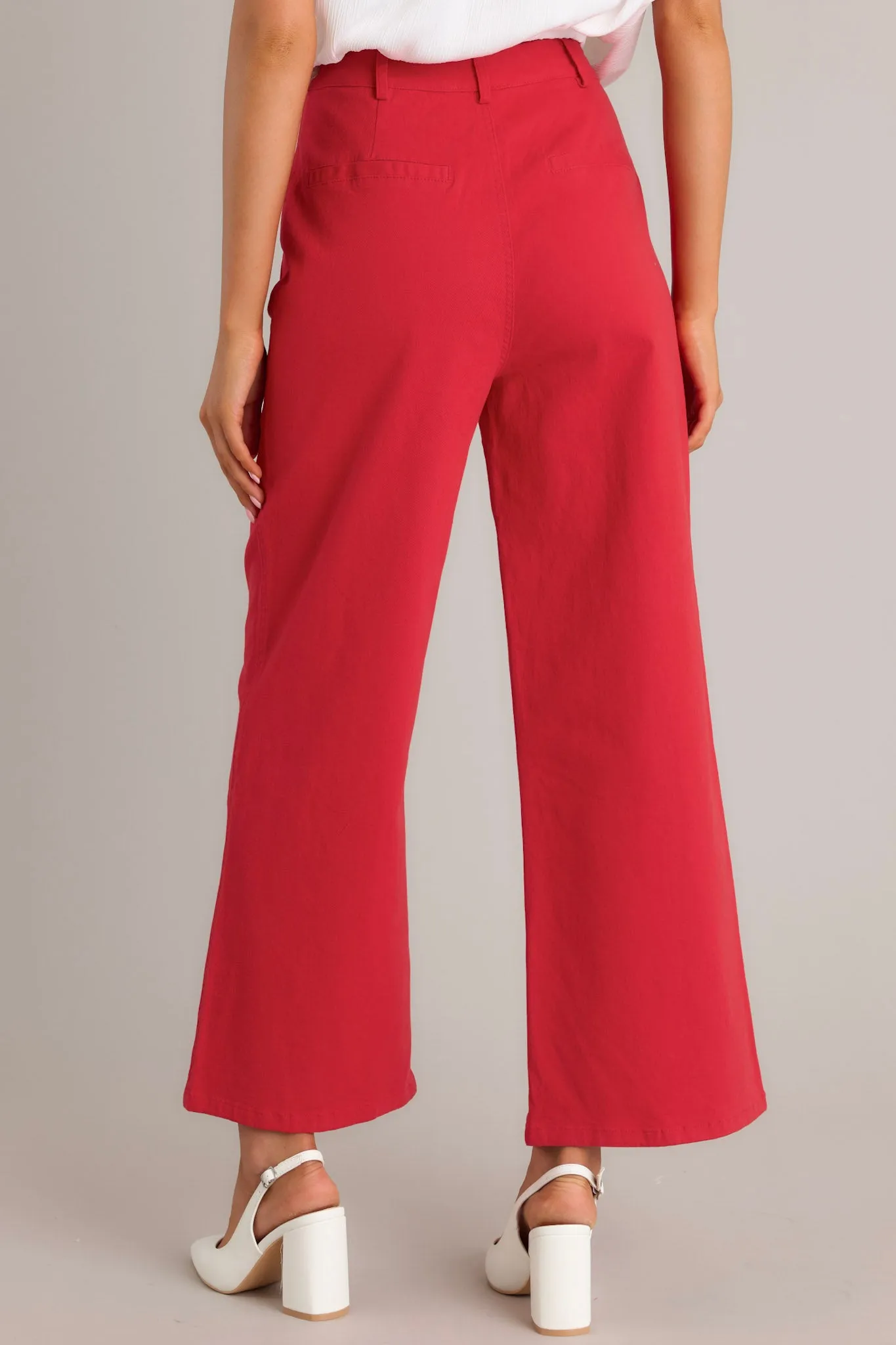 Sleek Silhouette Red Wide Leg Jeans