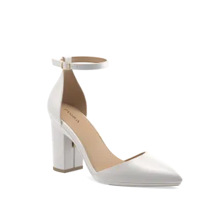 The D'Orsay - White Satin   Block Heel Kit 4 White