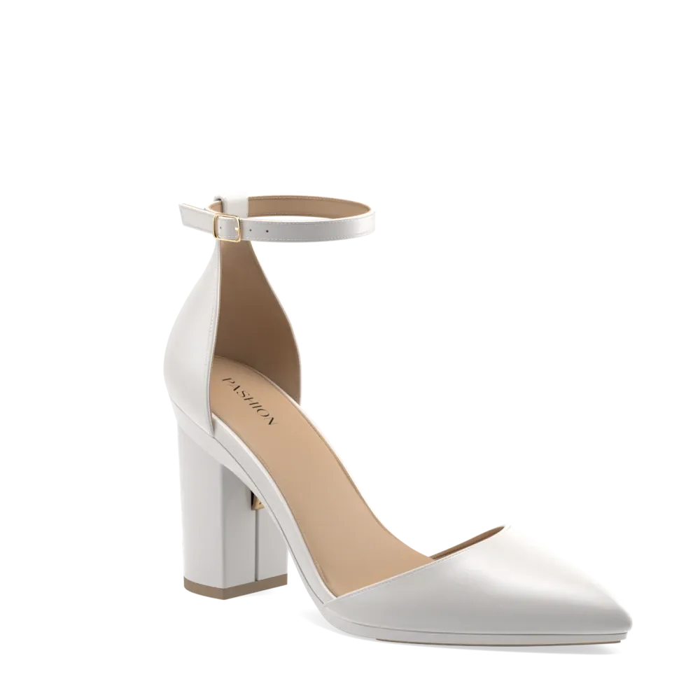 The D'Orsay - White Satin   Block Heel Kit 4 White