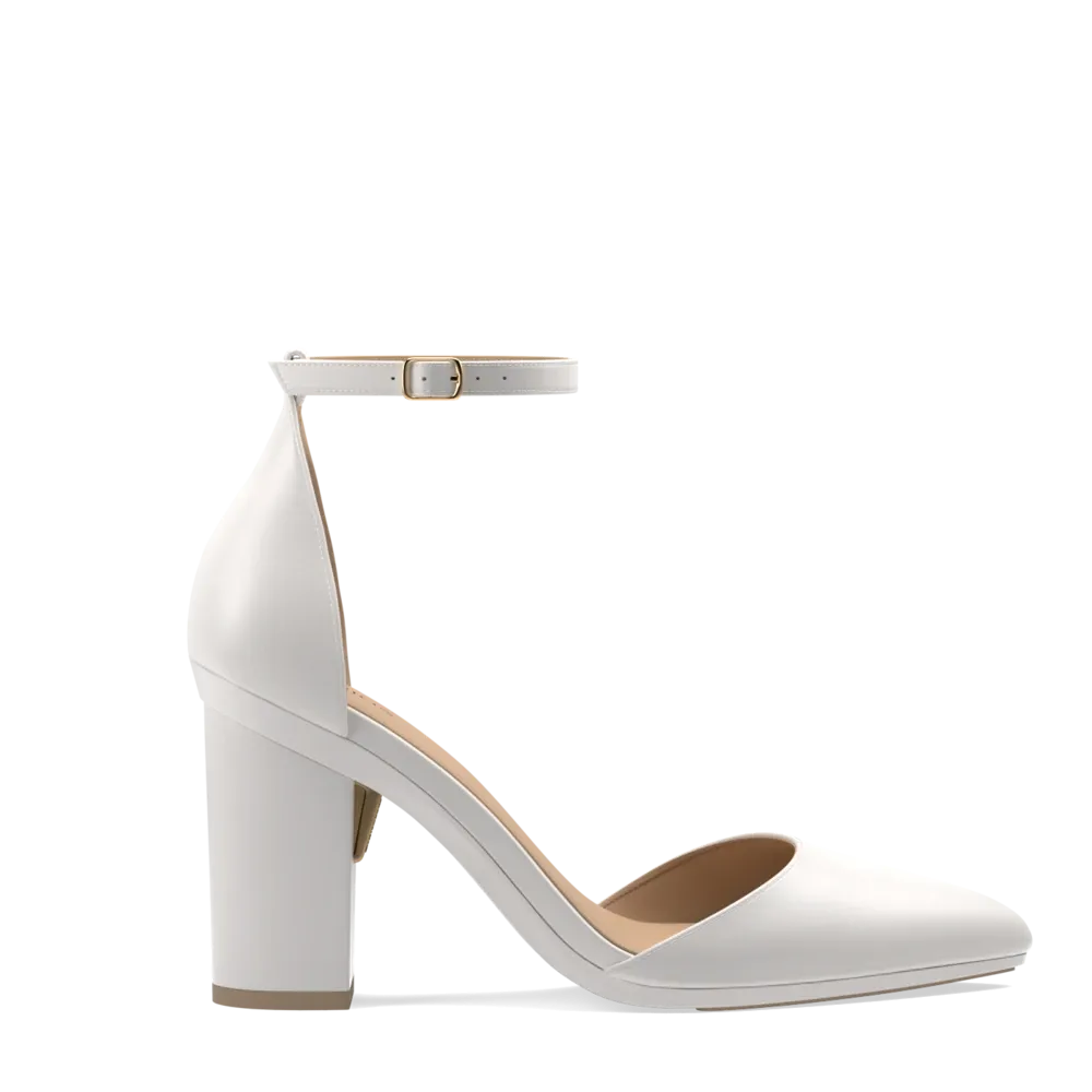 The D'Orsay - White Satin   Block Heel Kit 4 White