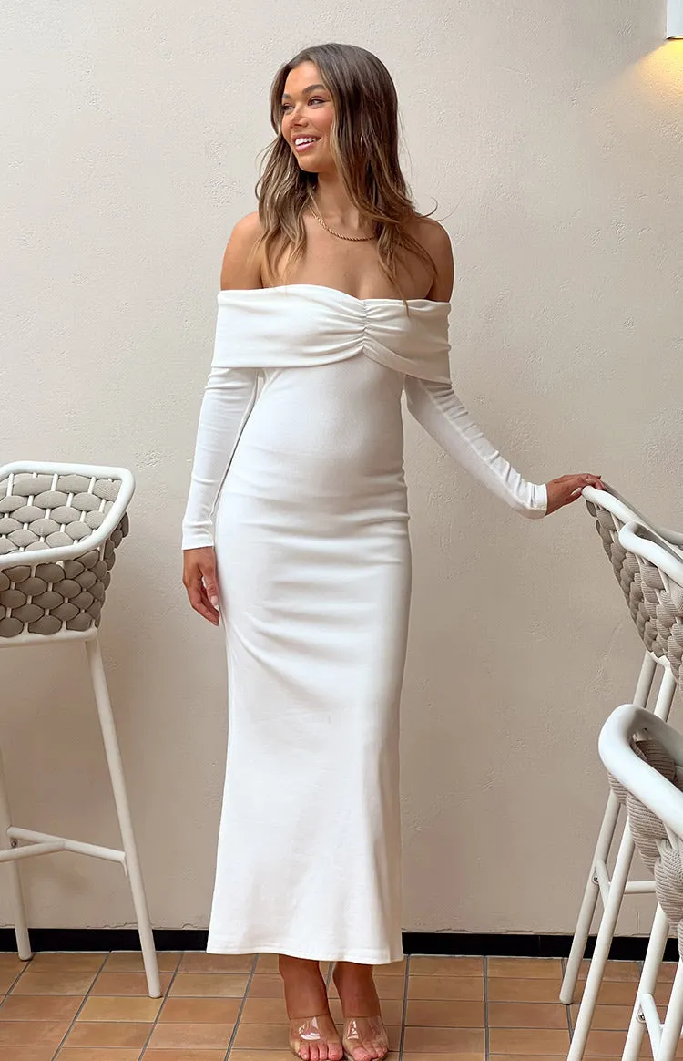 Tuesday White Long Sleeve Maxi Dress