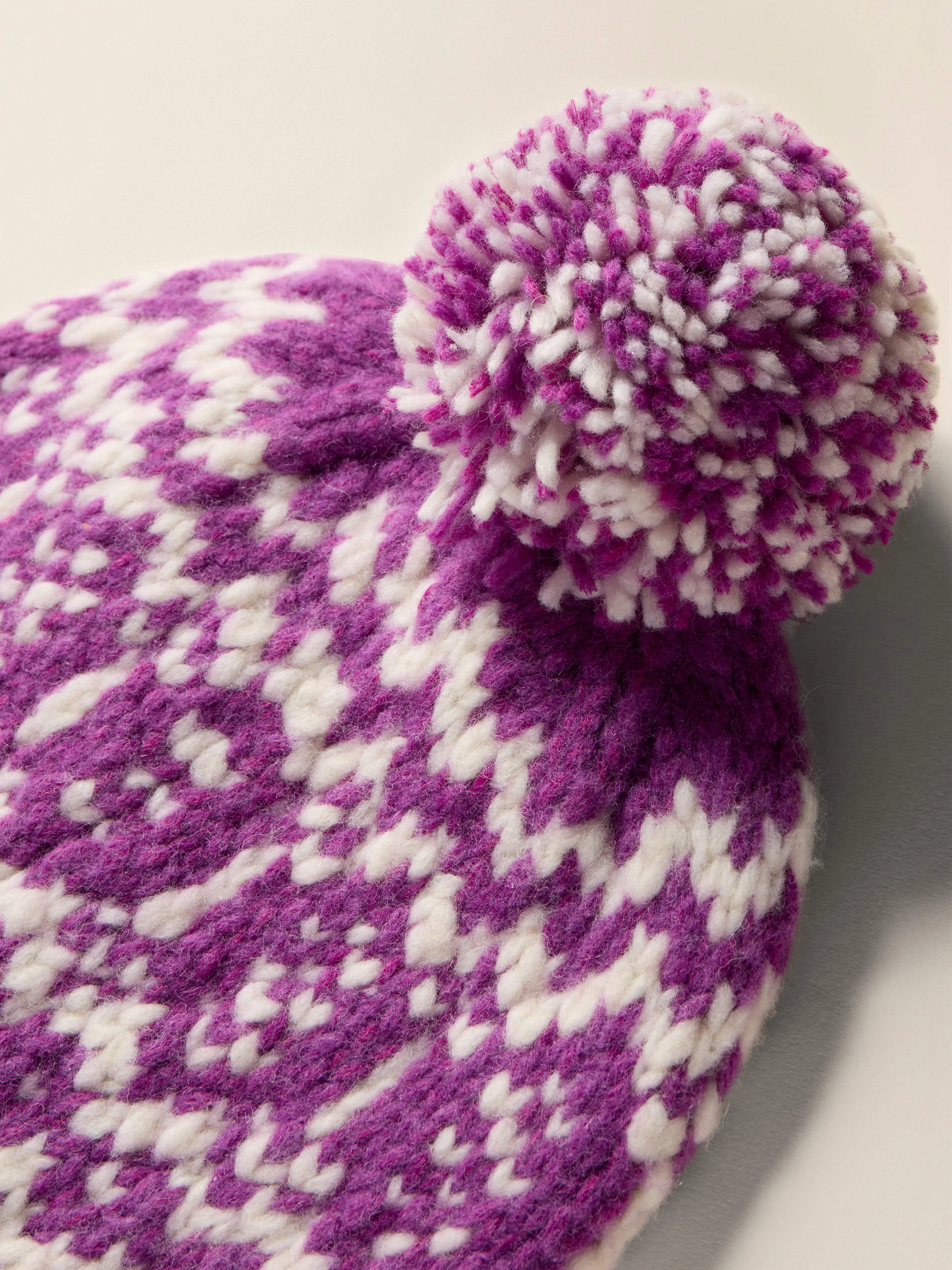 Valley Fairisle Pom Beanie - Purple Fairisle