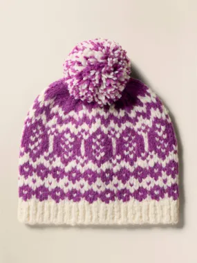 Valley Fairisle Pom Beanie - Purple Fairisle