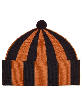 Vertical Stripe Hat Black & Sienna