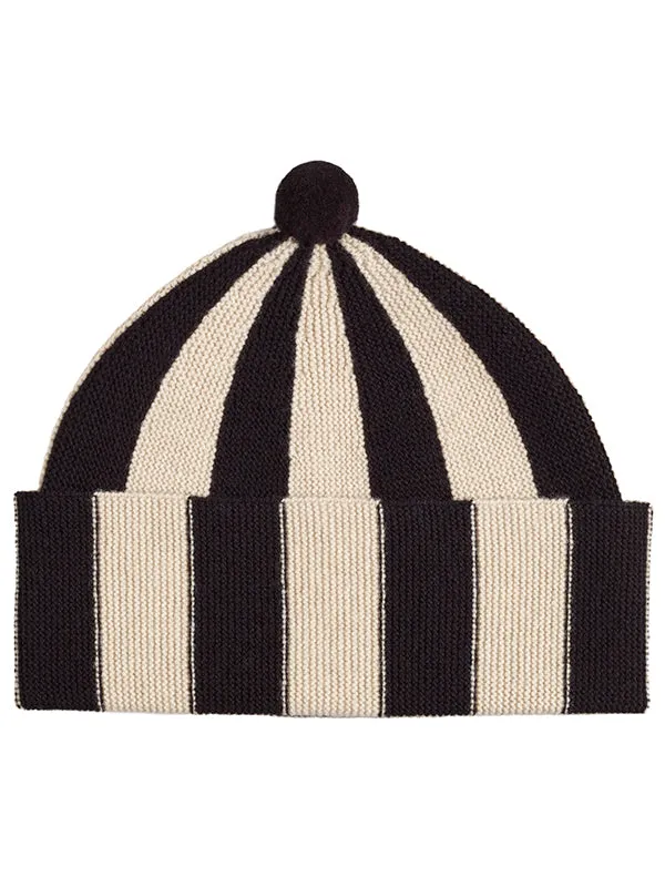 Vertical Stripe Hat Black & Sienna